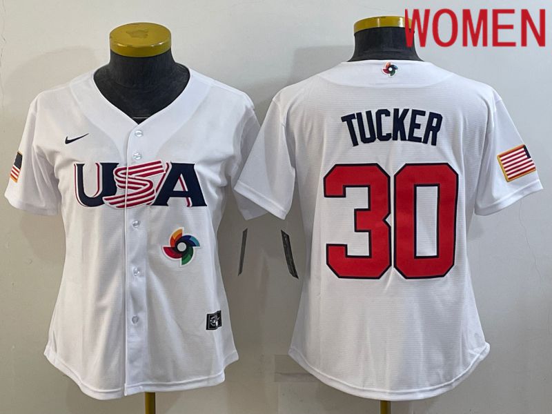 Women 2023 World Cub USA 30 Tucker White Nike MLB Jersey8